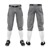 Custom Dark Grey Black Side-Stripe Stretch Practice Knickers Baseball Pants